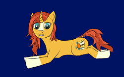 Size: 2690x1690 | Tagged: safe, artist:tavibird, imported from derpibooru, sunburst, pony, unicorn, coat markings, female, looking at you, rule 63, simple background, socks (coat markings), solo, sunstone (g4 r63 sunburst)