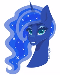 Size: 2000x2500 | Tagged: safe, artist:zendora, imported from derpibooru, princess luna, alicorn, pony, bust, female, grin, mare, portrait, simple background, smiling, solo, white background