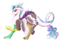 Size: 2000x1333 | Tagged: safe, artist:kiracatastic, imported from derpibooru, oc, oc only, oc:asriel, draconequus, hybrid, interspecies offspring, offspring, parent:discord, parent:princess celestia, parents:dislestia, simple background, solo, transparent background