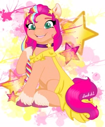 Size: 1707x2048 | Tagged: safe, artist:pearl a.g, imported from derpibooru, sunny starscout, earth pony, pony, clothes, dress, female, g5, solo