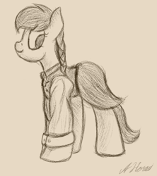 Size: 486x548 | Tagged: safe, artist:ahorseofcourse, imported from derpibooru, oc, oc only, earth pony, pony, clothes, monochrome, skirt, solo
