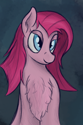 Size: 900x1350 | Tagged: safe, artist:ahorseofcourse, imported from derpibooru, pinkie pie, earth pony, pony, chest fluff, female, lidded eyes, mare, pinkamena diane pie, solo