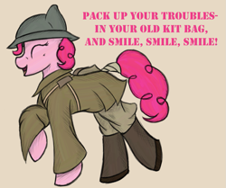 Size: 1227x1025 | Tagged: safe, artist:ahorseofcourse, imported from derpibooru, pinkie pie, earth pony, pony, clothes, military uniform, ponerpics import, singing, solo, uniform