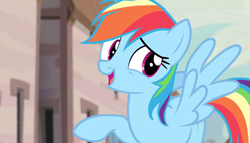 Size: 1258x720 | Tagged: safe, imported from derpibooru, screencap, rainbow dash, pegasus, pony, the cutie map, cute, dashabetes, solo