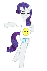 Size: 2000x3000 | Tagged: safe, artist:happyb0y95, imported from derpibooru, rarity, pony, unicorn, bipedal, clothes, cute, dancing, eyelashes, eyes closed, female, horn, makeup, mare, raribetes, shirt, simple background, smiley face, smiling, solo, transparent background