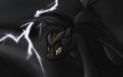 Size: 3600x2250 | Tagged: safe, artist:ahorseofcourse, imported from derpibooru, oc, oc only, oc:storm warning, pegasus, pony, flying, lightning, solo