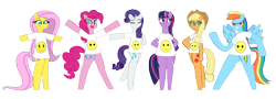 Size: 8294x3000 | Tagged: safe, artist:happyb0y95, imported from derpibooru, applejack, fluttershy, pinkie pie, rainbow dash, rarity, twilight sparkle, alicorn, earth pony, pegasus, pony, unicorn, applejack's hat, bipedal, blushing, clothes, cowboy hat, cute, dancing, dashabetes, diapinkes, eyelashes, eyes closed, female, grin, hat, hooves behind back, hooves on hips, horn, jackabetes, looking at you, looking away, makeup, mane six, mare, open mouth, raised hoof, raribetes, shirt, shyabetes, simple background, smiley face, smiling, spread wings, transparent background, twiabetes, wings