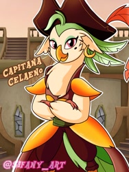 Size: 768x1024 | Tagged: safe, artist:sifany_art, imported from derpibooru, captain celaeno, anthro, bird, female, ornithian, pirate, solo