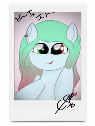 Size: 1350x1800 | Tagged: safe, artist:cobaltskies002, imported from derpibooru, oc, oc:cobalt skies, pegasus, pony, ear piercing, earring, female, filipino, jewelry, pegasus oc, piercing, polaroid, signature, two toned mane