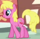 Size: 160x154 | Tagged: safe, imported from derpibooru, screencap, cherry berry, earth pony, pony, friendship is magic, background character, background pony, cropped, female, g4, mare, smiling, solo, walking