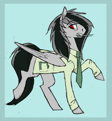 Size: 1280x1387 | Tagged: safe, artist:thevixvix, imported from derpibooru, oc, oc only, pegasus, pony, male, mouth hold, necktie, scalpel, simple background, solo, stallion