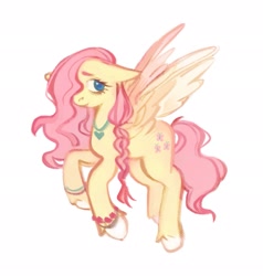 Size: 1947x2048 | Tagged: safe, artist:auchaczer, imported from derpibooru, fluttershy, pegasus, pony, female, mare, simple background, solo, white background