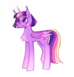 Size: 1947x2048 | Tagged: safe, artist:auchaczer, imported from derpibooru, twilight sparkle, alicorn, pony, female, glasses, mare, simple background, solo, twilight sparkle (alicorn), white background