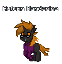 Size: 296x304 | Tagged: safe, artist:kittykat, imported from derpibooru, oc, oc only, oc:autumn mandarine, changeling, pony, pony town, animated, brown changeling, male, solo, text
