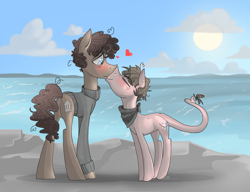 Size: 1000x768 | Tagged: safe, artist:thevixvix, imported from derpibooru, oc, oc only, earth pony, pony, blushing, butt, duo, gay, kissing, male, plot, shipping, stallion