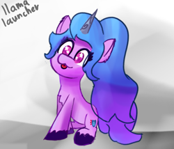 Size: 2115x1812 | Tagged: safe, artist:llamalauncher, imported from derpibooru, izzy moonbow, pony, unicorn, chest fluff, cute, female, g5, heart, heart eyes, mare, solo, starry eyes, tongue out, unshorn fetlocks, wingding eyes