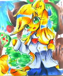 Size: 1813x2193 | Tagged: safe, artist:applejack_yokai, imported from derpibooru, applejack, pony, eartth pony, female, looking at you, mare, solo