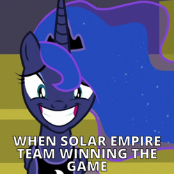 Size: 1080x1080 | Tagged: safe, artist:funnygamer95, derpibooru exclusive, edit, edited screencap, imported from derpibooru, screencap, princess luna, alicorn, pony, a royal problem, female, grin, mare, meme, meta, nervous, nervous grin, smiling