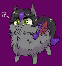 Size: 632x665 | Tagged: safe, artist:cattie, imported from derpibooru, oc, oc only, oc:night blade, bat pony, pony, adorable distress, adorable face, angry, bat pony oc, bat wings, chubby cheeks, commission, cute, fangs, fluffy, no source available, poof, small wings, stare, tiny, wings