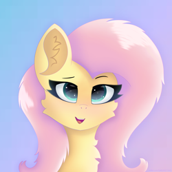 Size: 3500x3500 | Tagged: safe, artist:gaffy, imported from derpibooru, fluttershy, pegasus, pony, bust, cheek fluff, chest fluff, female, gradient background, solo