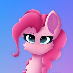 Size: 3500x3500 | Tagged: safe, artist:gaffy, imported from derpibooru, pinkie pie, earth pony, pony, bust, cheek fluff, chest fluff, female, gradient background, solo