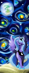 Size: 819x2048 | Tagged: safe, artist:gokiragon, imported from derpibooru, princess luna, alicorn, pony, crying, earth, female, mare, solo