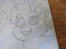 Size: 4608x3456 | Tagged: safe, artist:acid flask, imported from derpibooru, dark moon, graphite, pinkie pie, earth pony, pony, 2d, art dump, female, fluffy, happy, looking at you, mare, paper, ponytail, sketch, sketch dump, sketchbook, smiling, smiling at you, solo, traditional art