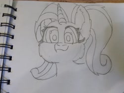 Size: 4608x3456 | Tagged: safe, artist:acid flask, imported from derpibooru, dark moon, graphite, rarity, pony, unicorn, 2d, art dump, female, fluffy, happy, looking at you, mare, paper, ponytail, sketch, sketch dump, sketchbook, smiling, smiling at you, solo, traditional art