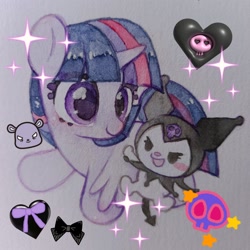 Size: 1200x1200 | Tagged: safe, artist:song_fantasy, imported from derpibooru, twilight sparkle, alicorn, pony, crossover, female, hello kitty, kuromi, mare, twilight sparkle (alicorn)