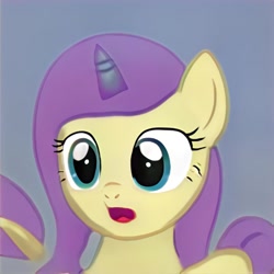Size: 1024x1024 | Tagged: safe, imported from derpibooru, pony, unicorn, ai content, ai generated, eyelashes, generator:thisponydoesnotexist, nostrils, open mouth, simple background, solo, surprised