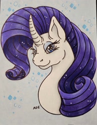 Size: 1582x2048 | Tagged: safe, artist:herr_kater86, imported from derpibooru, rarity, pony, unicorn, bust, female, mare, portrait, solo, traditional art