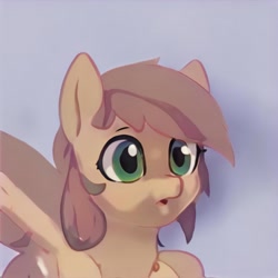 Size: 1024x1024 | Tagged: safe, imported from derpibooru, pegasus, pony, ai content, ai generated, bust, ears up, generator:thisponydoesnotexist, gradient background, open mouth, raised eyebrows, shading, solo