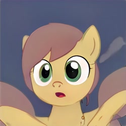 Size: 1024x1024 | Tagged: safe, imported from derpibooru, pony, ai content, ai generated, bust, eyelashes, generator:thisponydoesnotexist, gradient background, green eyes, looking at you, nostrils, open mouth, solo, surprised