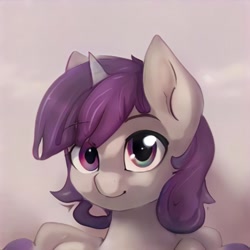 Size: 1024x1024 | Tagged: safe, imported from derpibooru, pony, unicorn, ai content, ai generated, bust, ears up, eyebrows, generator:thisponydoesnotexist, gradient background, looking at you, shading, solo