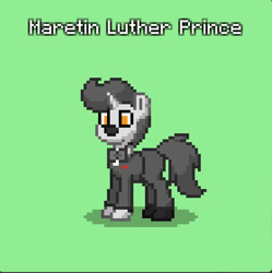 Size: 836x839 | Tagged: safe, imported from derpibooru, oc, oc only, oc:maretin luther prince, hybrid, pony, zebra, zony, bowtie, clothes, tuxedo