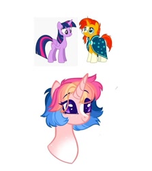 Size: 701x785 | Tagged: safe, artist:poni.adopts, imported from derpibooru, sunburst, twilight sparkle, oc, oc:sunfall, alicorn, pony, bust, horn, offspring, parent:sunburst, parent:twilight sparkle, parents:twiburst, twilight sparkle (alicorn)