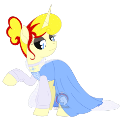 Size: 1852x1864 | Tagged: safe, artist:dyonys, imported from derpibooru, oc, oc:miss libussa, pony, unicorn, choker, clothes, czequestria, dress, eyeshadow, female, makeup, mare, raised hoof, simple background, transparent background, watermark