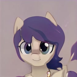 Size: 1024x1024 | Tagged: safe, imported from derpibooru, pony, ai content, ai generated, bust, ears up, eyelashes, generator:thisponydoesnotexist, gradient background, looking at you, shading, smiling, smiling at you, solo