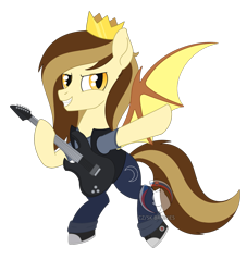 Size: 1563x1723 | Tagged: safe, artist:dyonys, imported from derpibooru, oc, oc:prince whateverer, bat pony, pony, clothes, czequestria, electric guitar, guitar, male, musical instrument, simple background, stallion, transparent background, vest