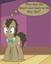 Size: 864x1080 | Tagged: safe, edit, edited screencap, imported from derpibooru, screencap, doctor whooves, time turner, pony, slice of life (episode), cropped, doctor who, implied rani, thought bubble, uh oh