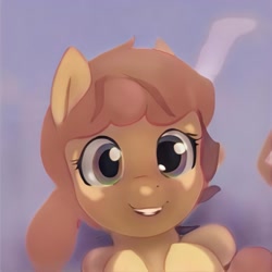Size: 1024x1024 | Tagged: safe, imported from derpibooru, pony, ai content, ai generated, bust, ears up, eyelashes, generator:thisponydoesnotexist, gradient background, looking at you, shading, smiling, smiling at you, solo