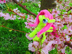 Size: 3541x2655 | Tagged: safe, alternate version, artist:malte279, imported from derpibooru, part of a set, fluttershy, pony, chenille, chenille stems, chenille wire, cherry blossoms, craft, flower, flower blossom, irl, part of a series, photo, pipe cleaner sculpture, pipe cleaners