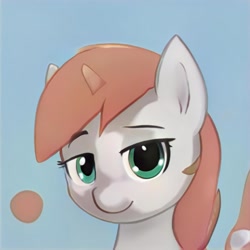 Size: 1024x1024 | Tagged: safe, imported from derpibooru, pony, ai content, ai generated, bust, ears up, eyebrows, eyelashes, generator:thisponydoesnotexist, gradient background, green eyes, lidded eyes, looking at you, shading, solo