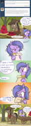 Size: 1182x4768 | Tagged: safe, artist:lolepopenon, imported from derpibooru, oc, oc:billie, oc:oliver, earth pony, pony, ask billie the kid, apple, ask, cart, comic, duo, food