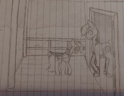 Size: 2163x1680 | Tagged: safe, artist:those kids in the corner, imported from derpibooru, part of a set, big macintosh, rainbow dash, earth pony, pegasus, pony, female, implied shipping, male, part of a series, rainbowmac, shipping, straight, traditional art