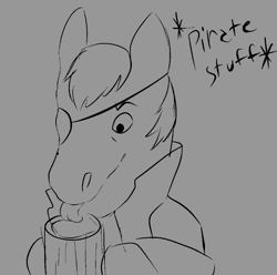 Size: 723x716 | Tagged: safe, artist:brainiac, imported from derpibooru, oc, oc:red hull, earth pony, pony, fallout equestria, brainiacs sketchbook (set), licking, male, sketch, solo, stallion, tongue out