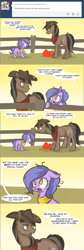 Size: 1281x3834 | Tagged: safe, artist:lolepopenon, imported from derpibooru, oc, oc:billie, oc:oliver, earth pony, pony, ask billie the kid, ask, comic, duo