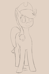 Size: 569x847 | Tagged: safe, artist:kota, imported from derpibooru, applejack, earth pony, pony, sketch, solo