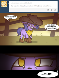 Size: 1280x1702 | Tagged: safe, artist:lolepopenon, imported from derpibooru, oc, oc:billie, earth pony, pony, ask billie the kid, ask, boots, cowboy boots, hat, shoes, solo
