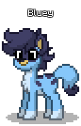 Size: 688x1072 | Tagged: safe, artist:topsangtheman, imported from derpibooru, dog, pony, pony town, bluey, bluey heeler, ponified